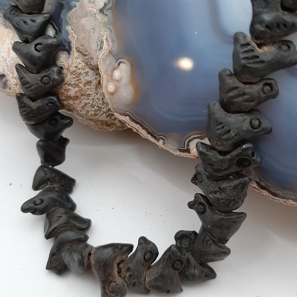 Vintage Oaxacan Barro Negro Black Clay Beads - Picture 2 of 5